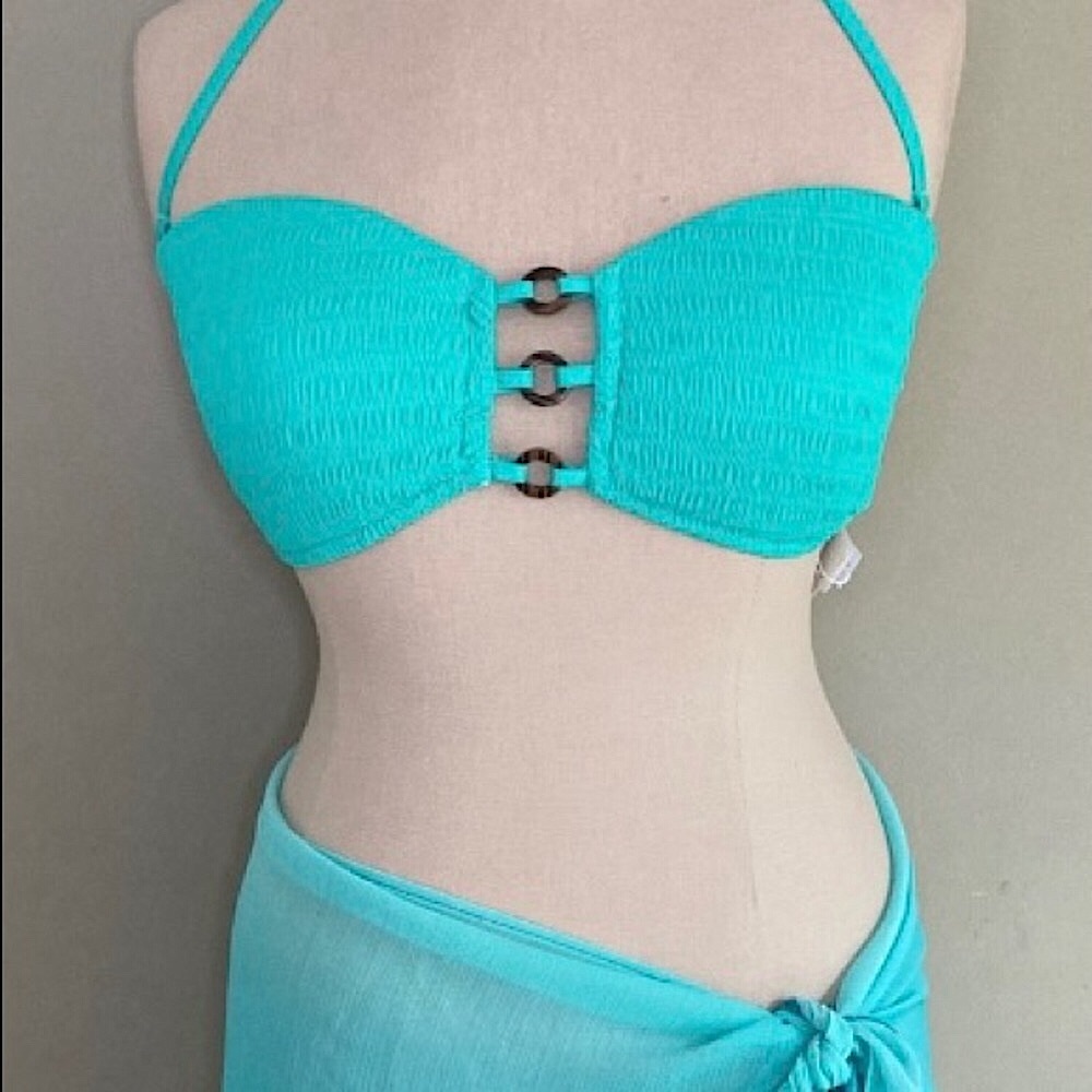 NWT TRINA TURK Cabana Teal Bikini Top SZ 8 - Picture 11 of 11